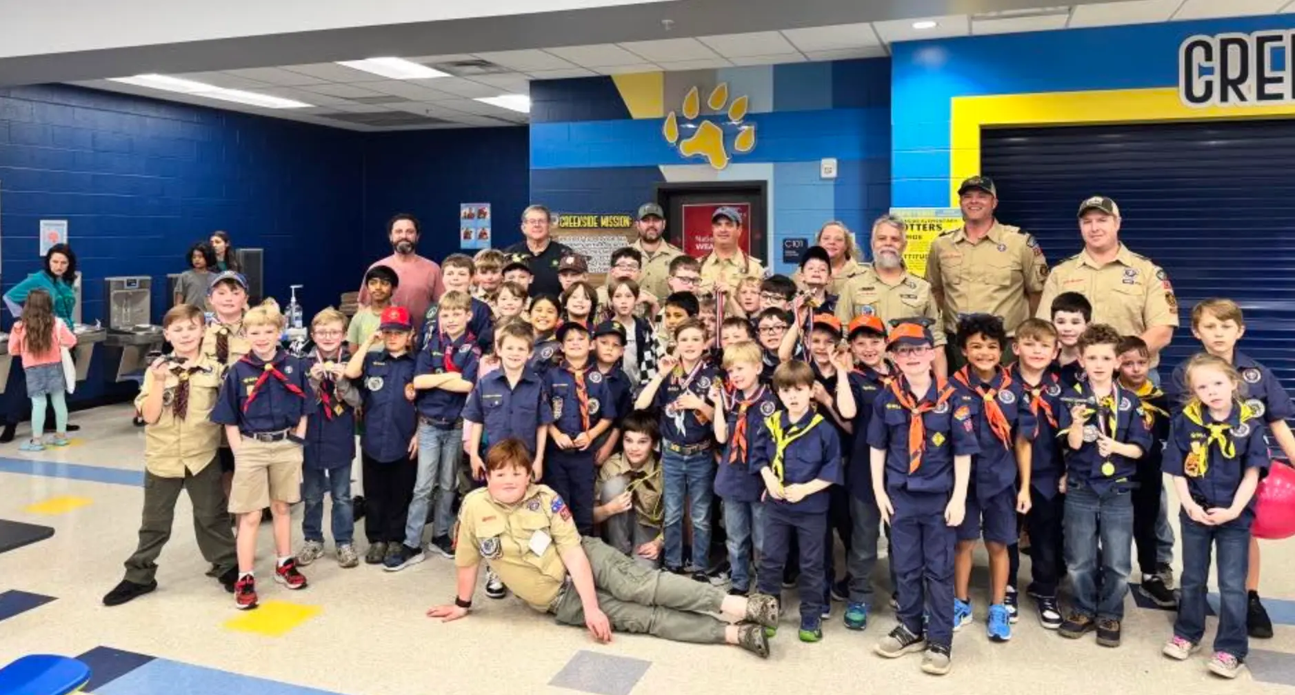 Cub Scout Pack 290 gathered together at a pack meeting
